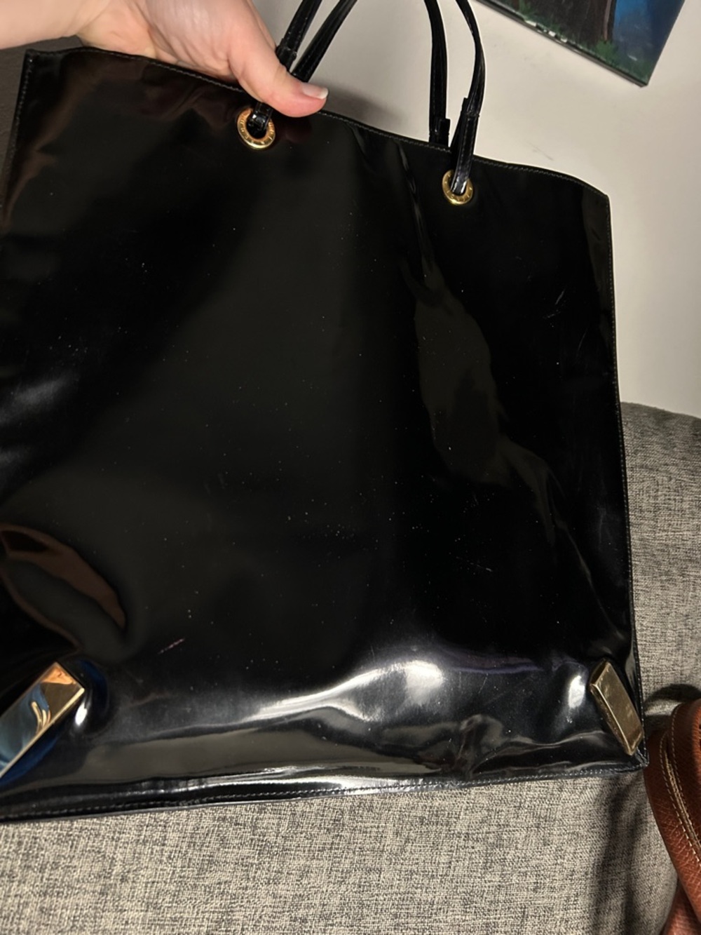 Fendi Black Patent Tote Bag with pouch - Picture 11 of 16
